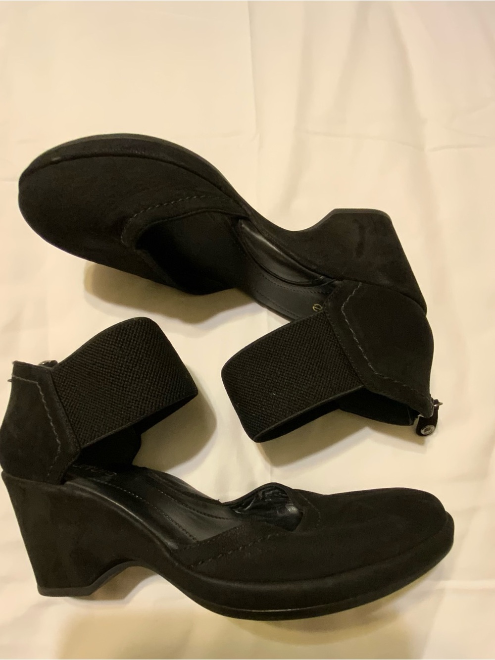 Nurture black suede wedge ankle-strap heels
